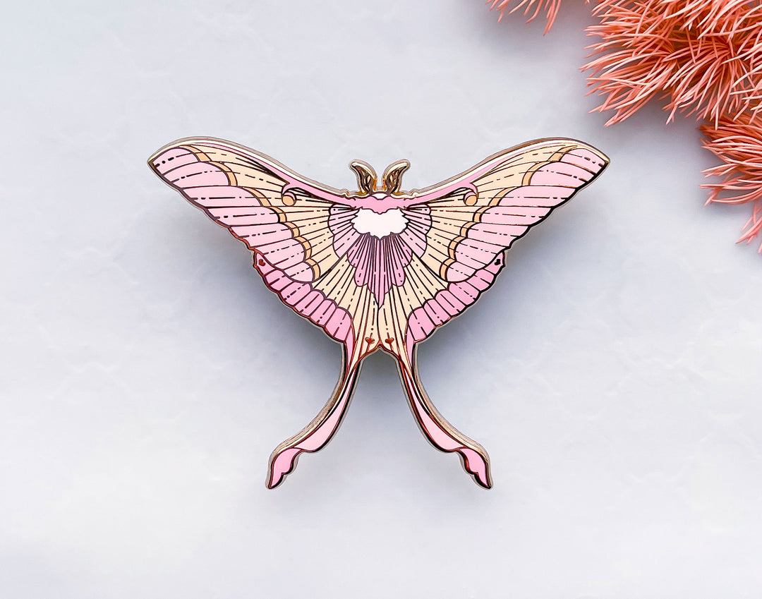 Pink Spirit Moth (Actias rhodopneuma) Enamel Pin