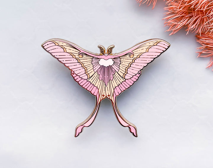 Pink Spirit Moth (Actias rhodopneuma) Enamel Pin