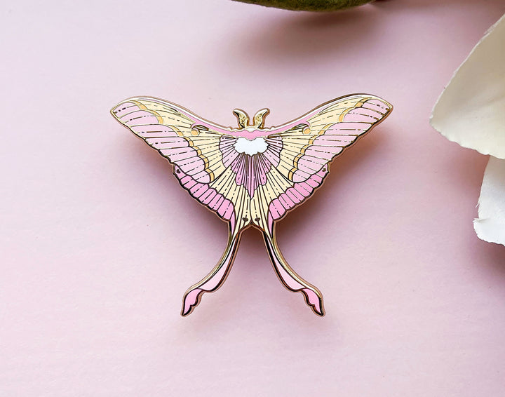 Pink Spirit Moth (Actias rhodopneuma) Enamel Pin