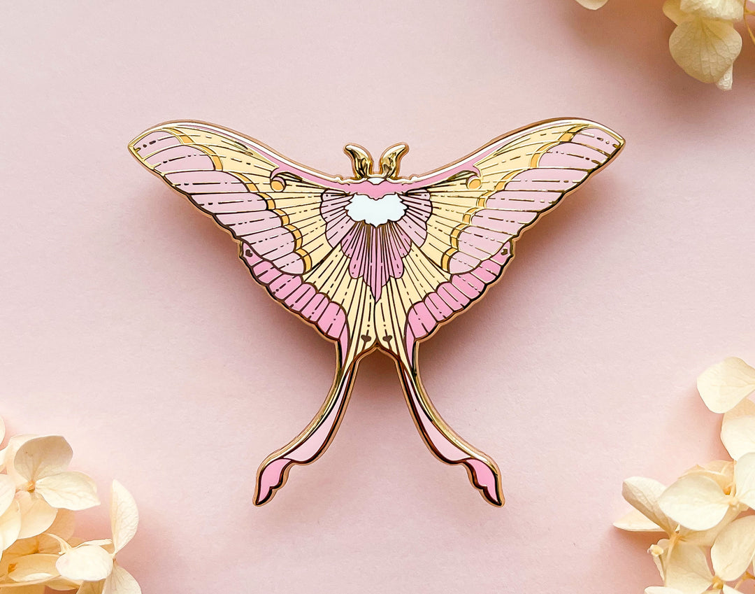 Pink Spirit Moth (Actias rhodopneuma) Enamel Pin