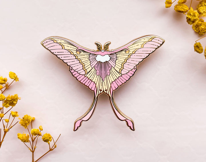 Pink Spirit Moth (Actias rhodopneuma) Enamel Pin