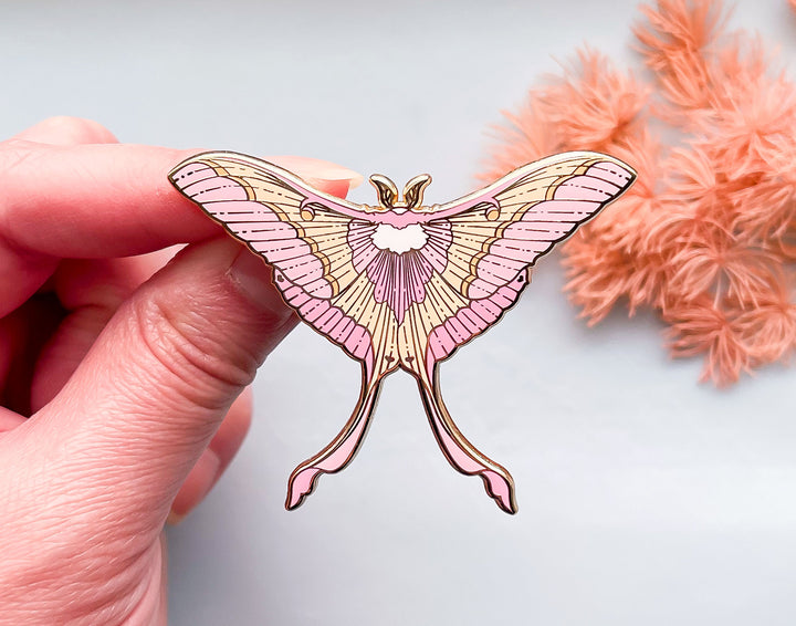Pink Spirit Moth (Actias rhodopneuma) Enamel Pin