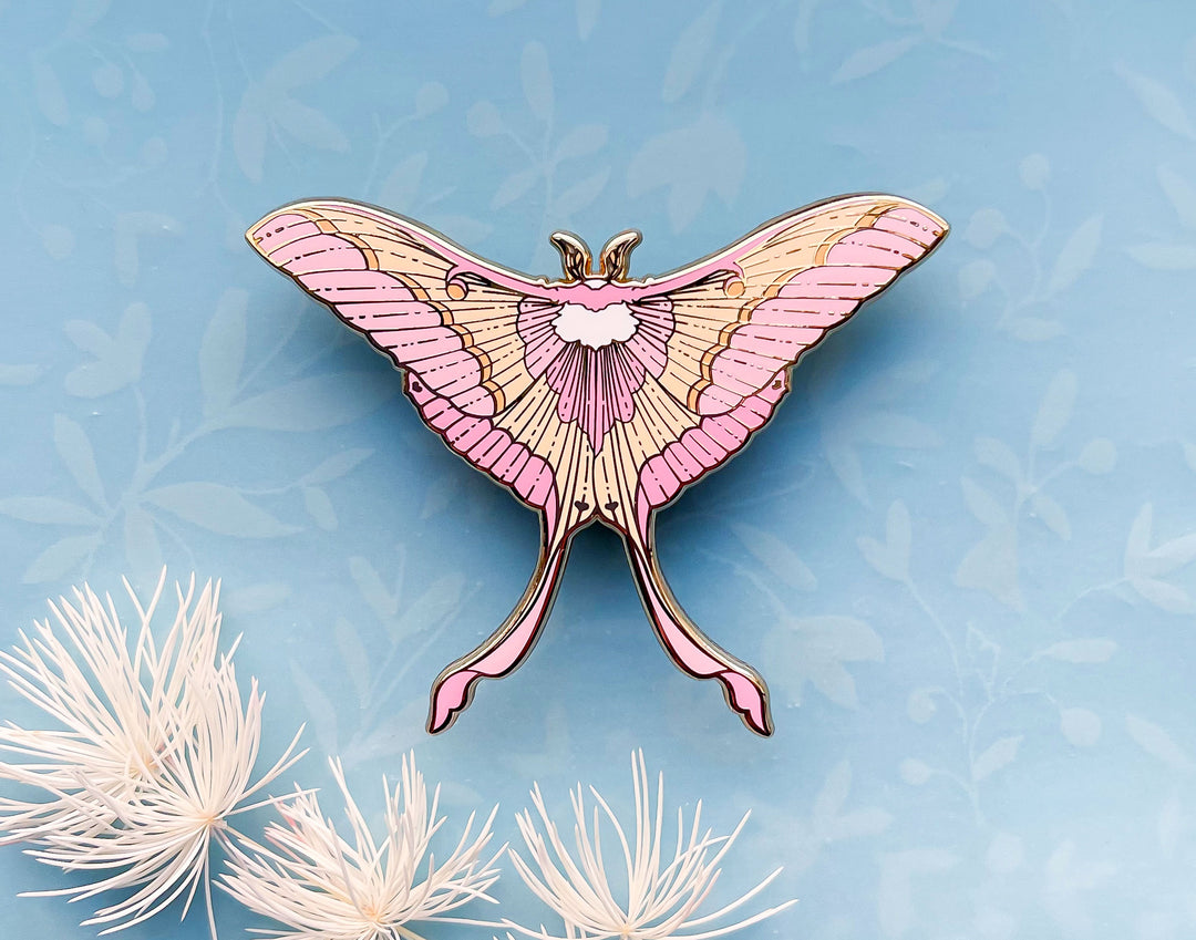 Pink Spirit Moth (Actias rhodopneuma) Enamel Pin