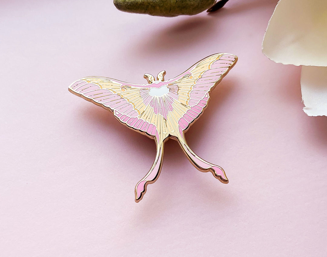 Pink Spirit Moth (Actias rhodopneuma) Enamel Pin