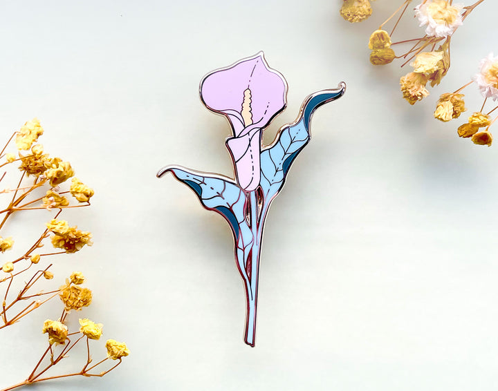 Pink Calla Lily (Zantedeschia aethiopica) Enamel Pin