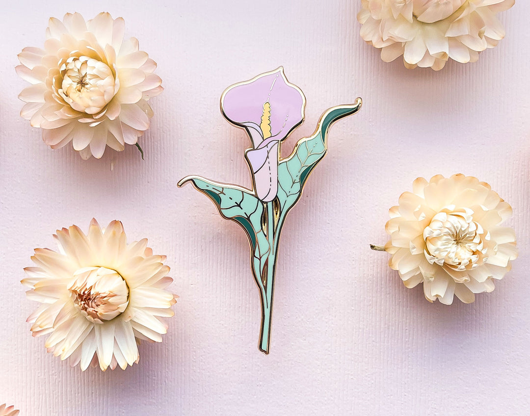 Pink Calla Lily (Zantedeschia aethiopica) Enamel Pin