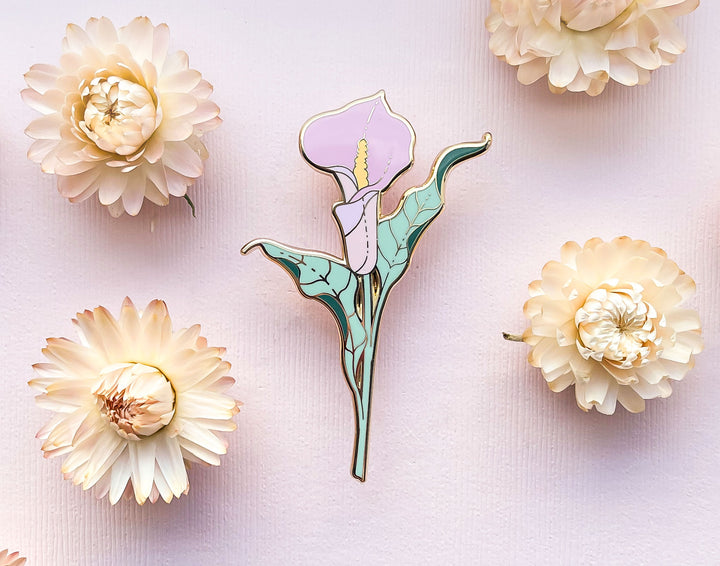 Pink Calla Lily (Zantedeschia aethiopica) Enamel Pin