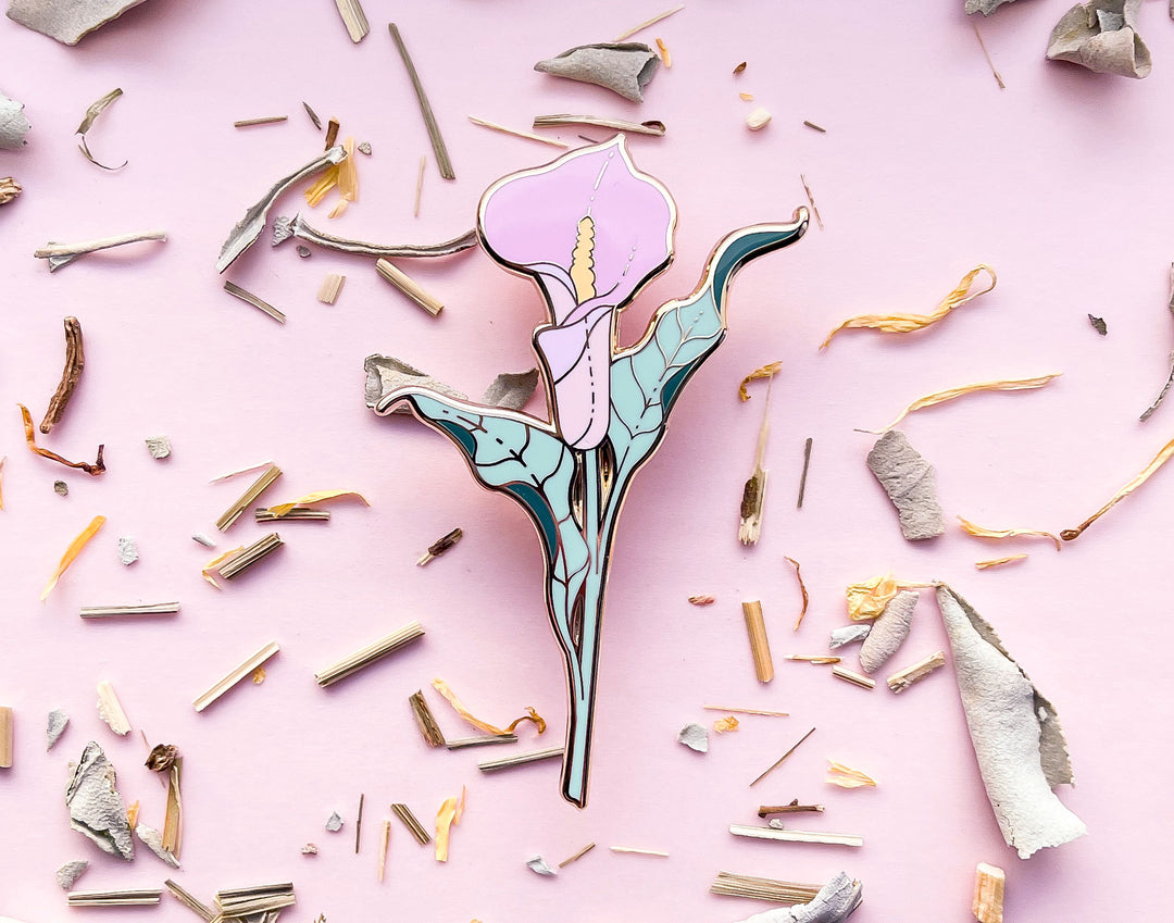 Pink Calla Lily (Zantedeschia aethiopica) Enamel Pin