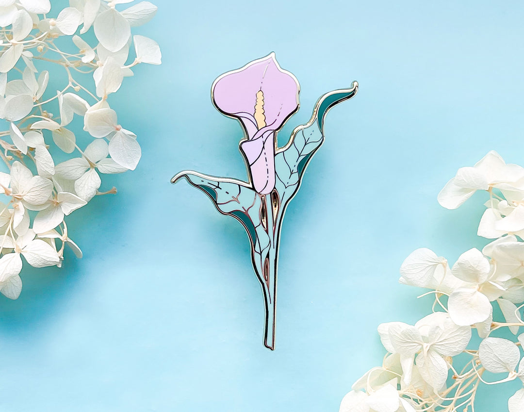 Pink Calla Lily (Zantedeschia aethiopica) Enamel Pin