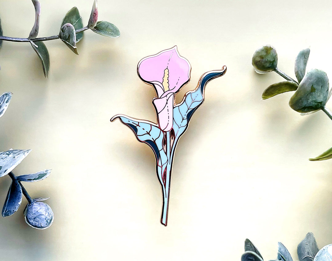 Pink Calla Lily (Zantedeschia aethiopica) Enamel Pin