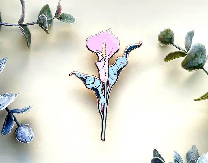 Pink Calla Lily (Zantedeschia aethiopica) Enamel Pin