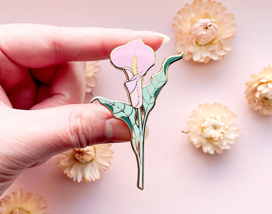 Pink Calla Lily (Zantedeschia aethiopica) Enamel Pin