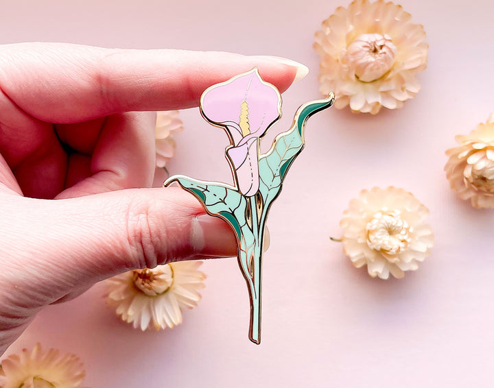 Pink Calla Lily (Zantedeschia aethiopica) Enamel Pin