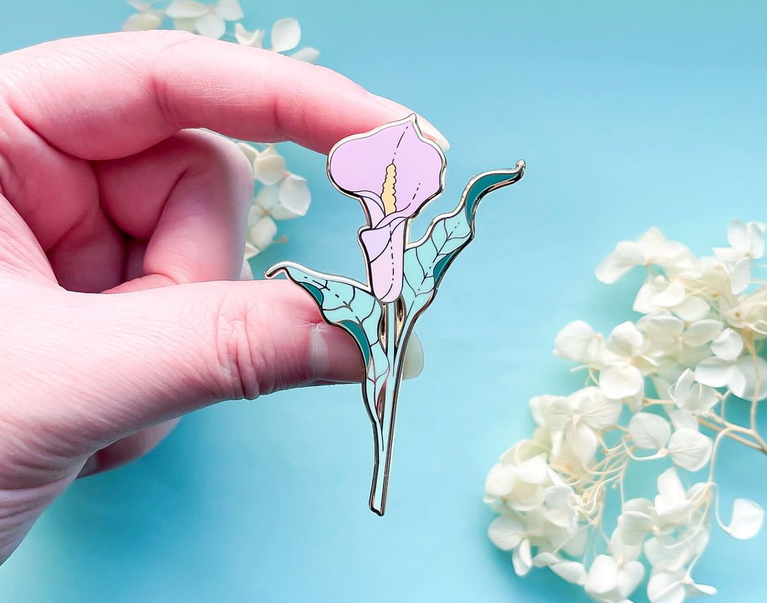 Pink Calla Lily (Zantedeschia aethiopica) Enamel Pin