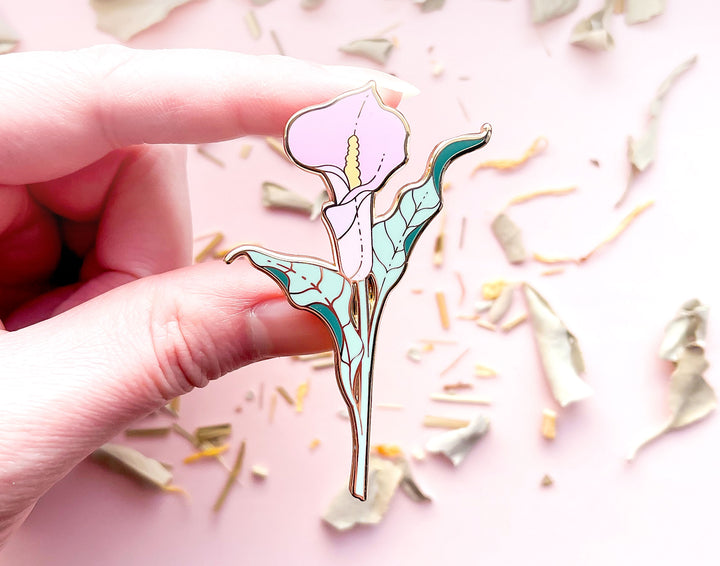 Pink Calla Lily (Zantedeschia aethiopica) Enamel Pin