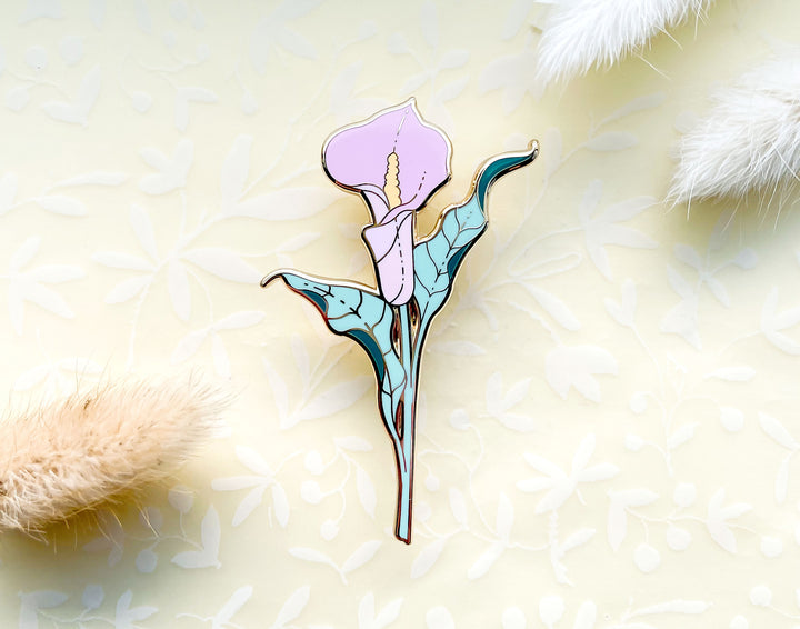 Pink Calla Lily (Zantedeschia aethiopica) Enamel Pin