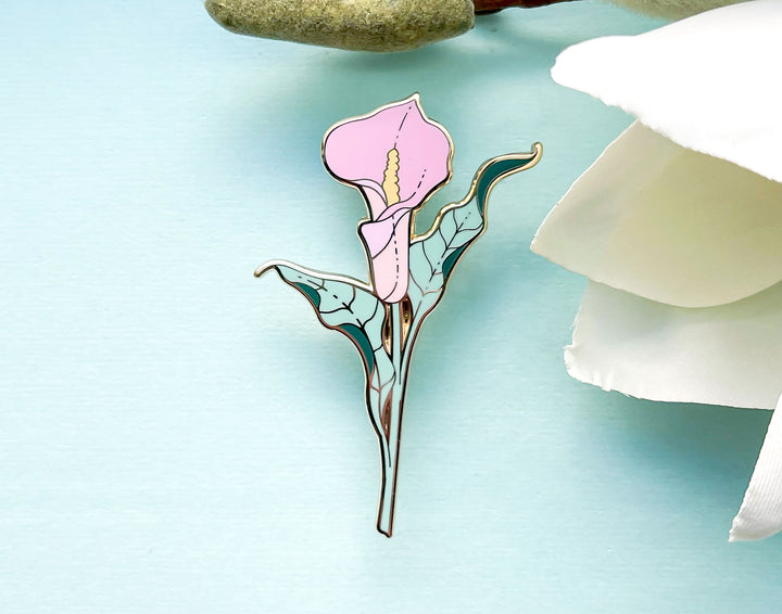 Pink Calla Lily (Zantedeschia aethiopica) Enamel Pin