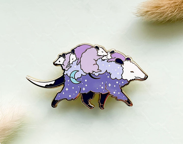 Possum Mom Bus and Babies Enamel Pin