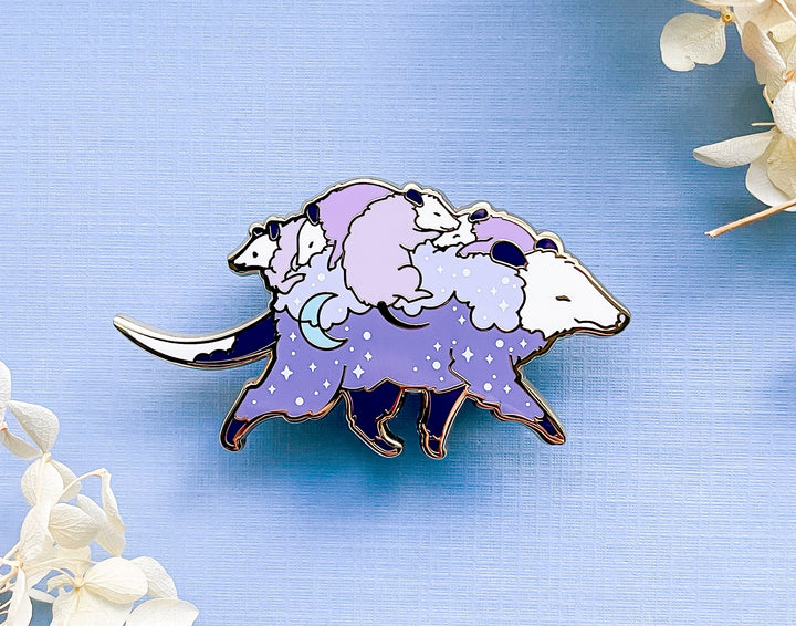 Possum Mom Bus and Babies Enamel Pin