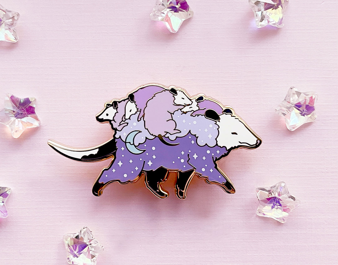 Possum Mom Bus and Babies Enamel Pin