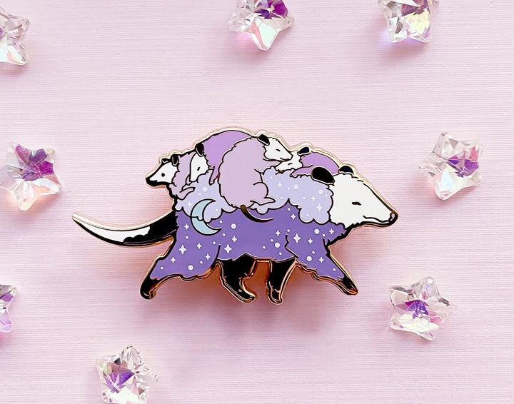 Possum Mom Bus and Babies Enamel Pin