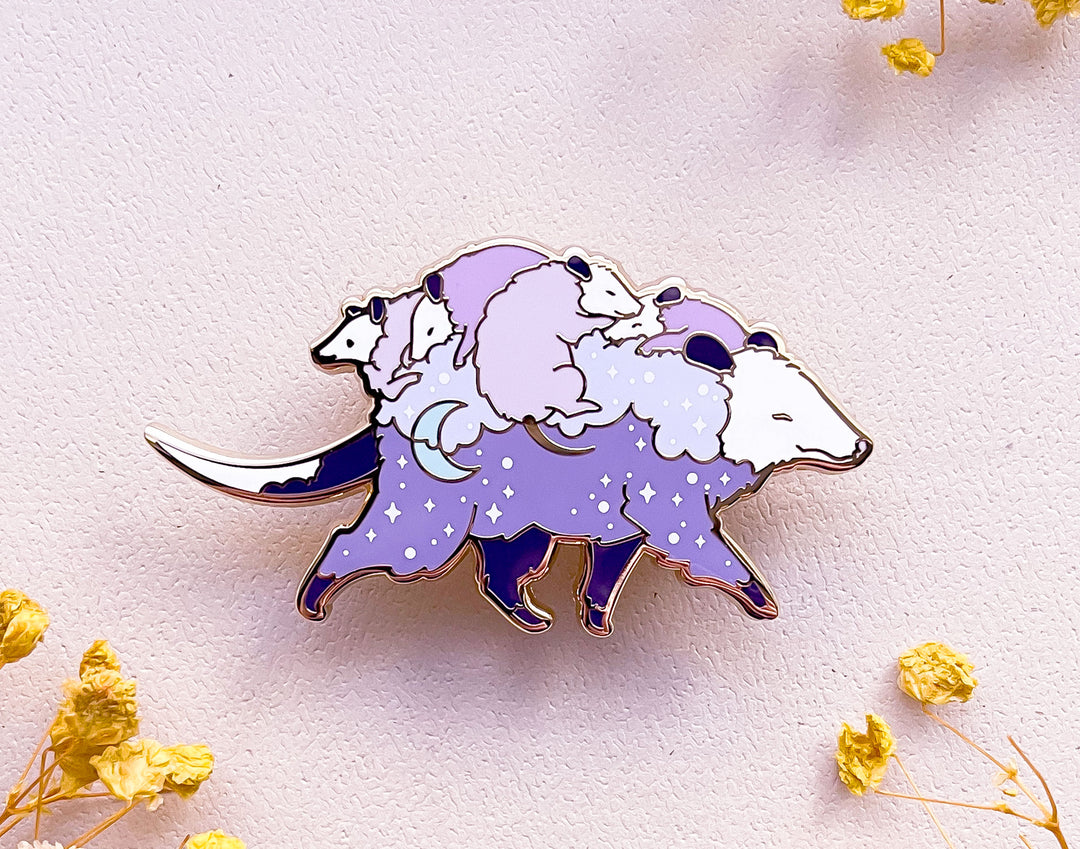 Possum Mom Bus and Babies Enamel Pin