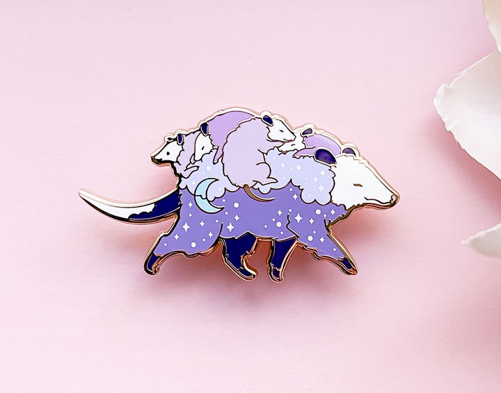 Possum Mom Bus and Babies Enamel Pin