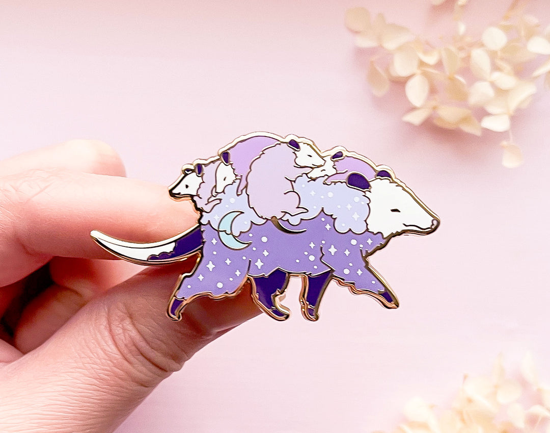 Possum Mom Bus and Babies Enamel Pin