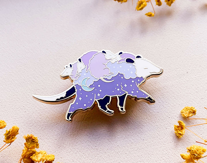 Possum Mom Bus and Babies Enamel Pin