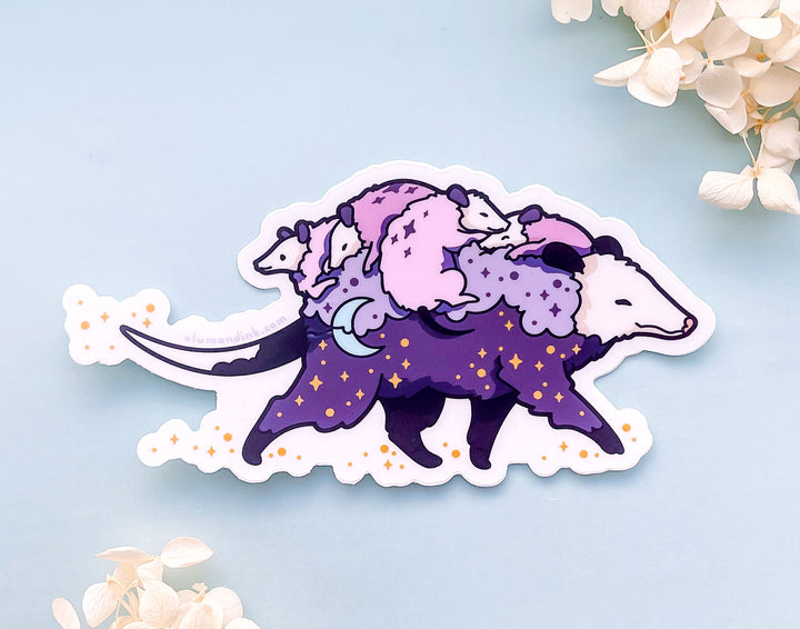 Possum Mom Bus and Babies Clear Vinyl Sticker