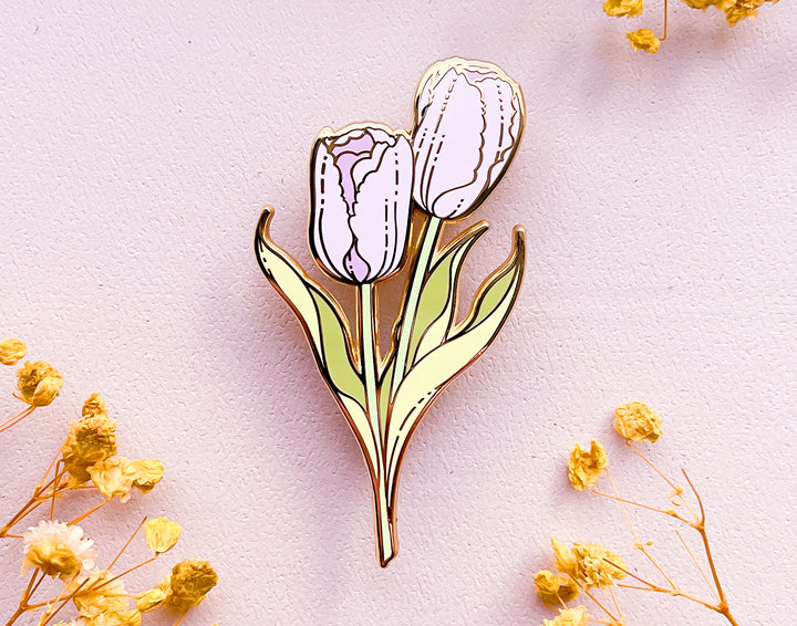 Purple Garden Tulips (Tulipa gesneriana) Enamel Pin