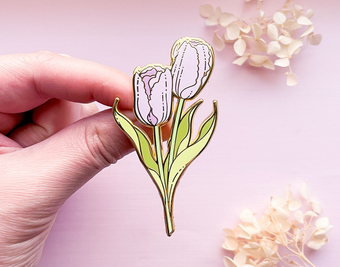 Purple Garden Tulips (Tulipa gesneriana) Enamel Pin