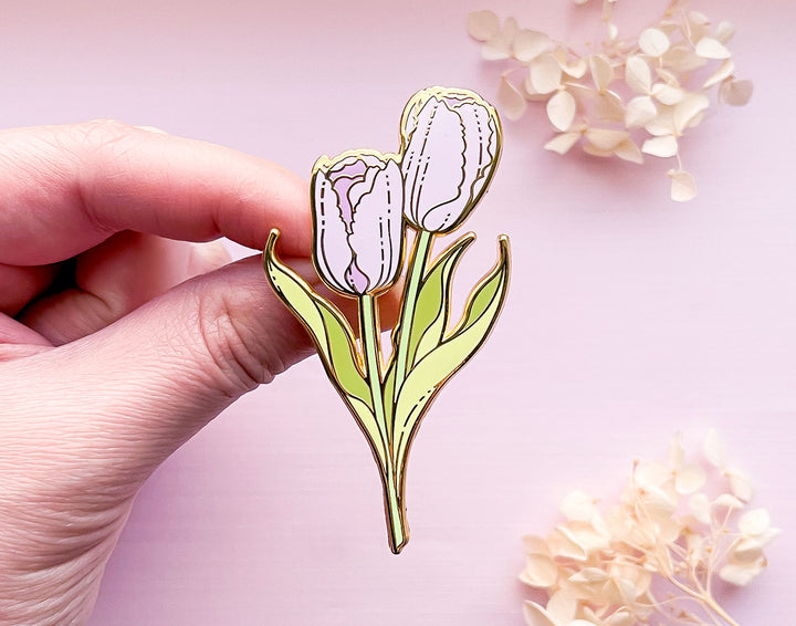 Purple Garden Tulips (Tulipa gesneriana) Enamel Pin