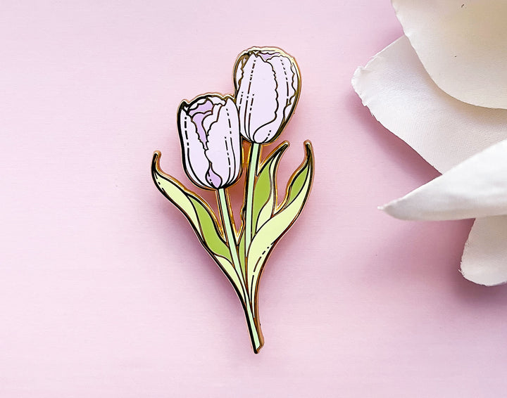 Purple Garden Tulips (Tulipa gesneriana) Enamel Pin