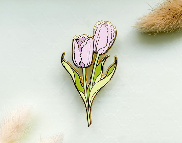 Purple Garden Tulips (Tulipa gesneriana) Enamel Pin
