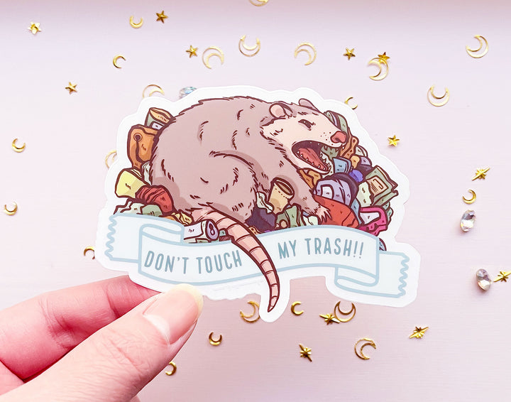 Don't Touch my Trash Possum Clear Vinyl Sticker