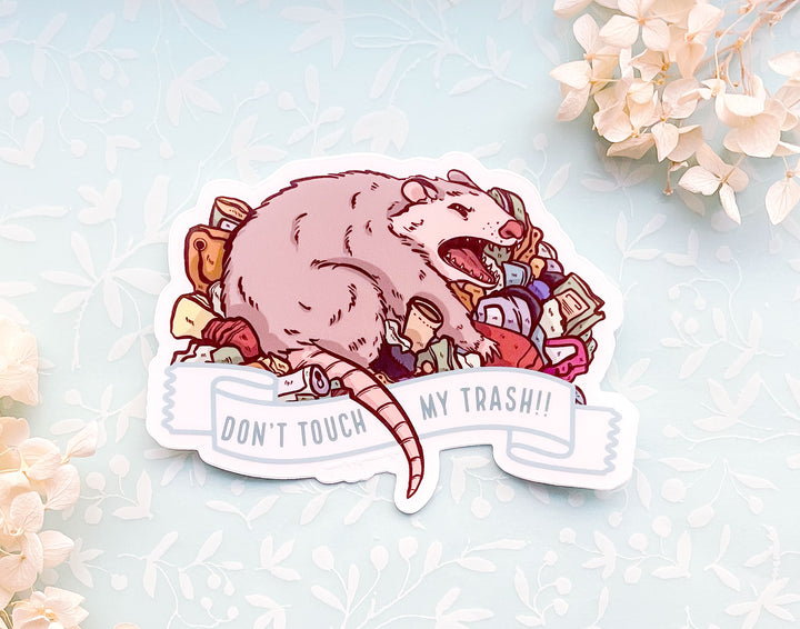 Don't Touch my Trash Possum Clear Vinyl Sticker