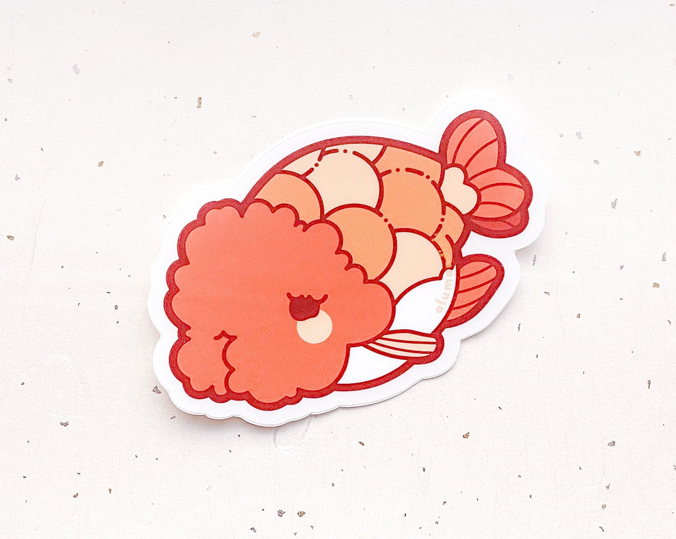 Ranchu Goldfish Clear Vinyl Sticker Alum And Ink