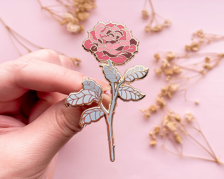 Red Tea Rose (Rosa x hybrida) Enamel Pin