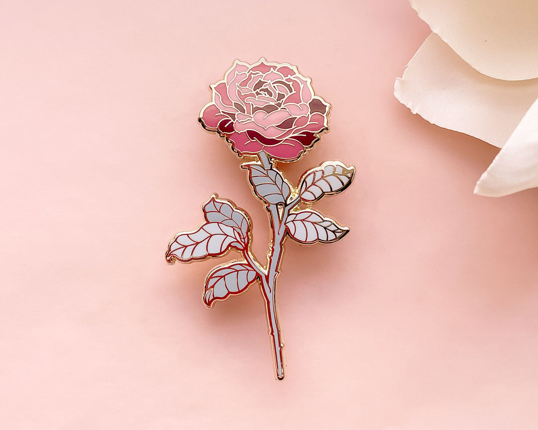 Red Tea Rose (Rosa x hybrida) Enamel Pin