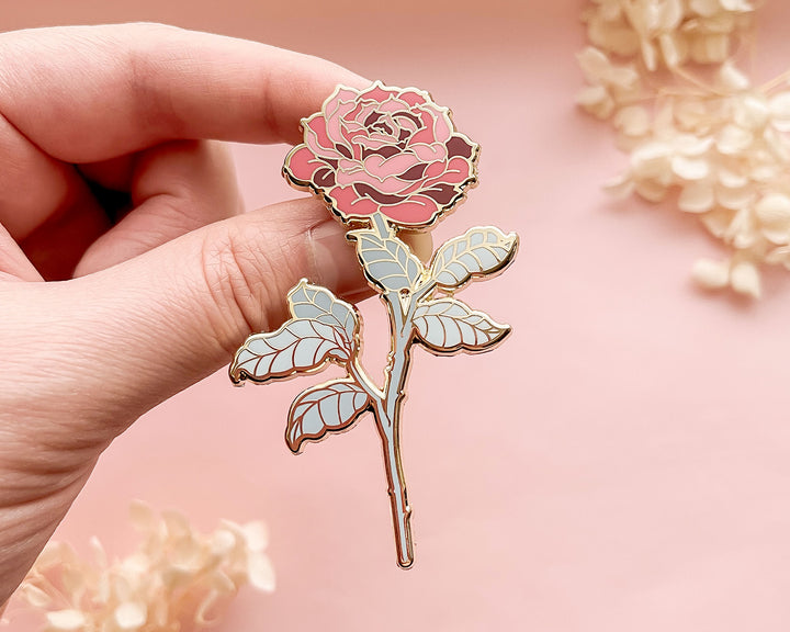 Red Tea Rose (Rosa x hybrida) Enamel Pin