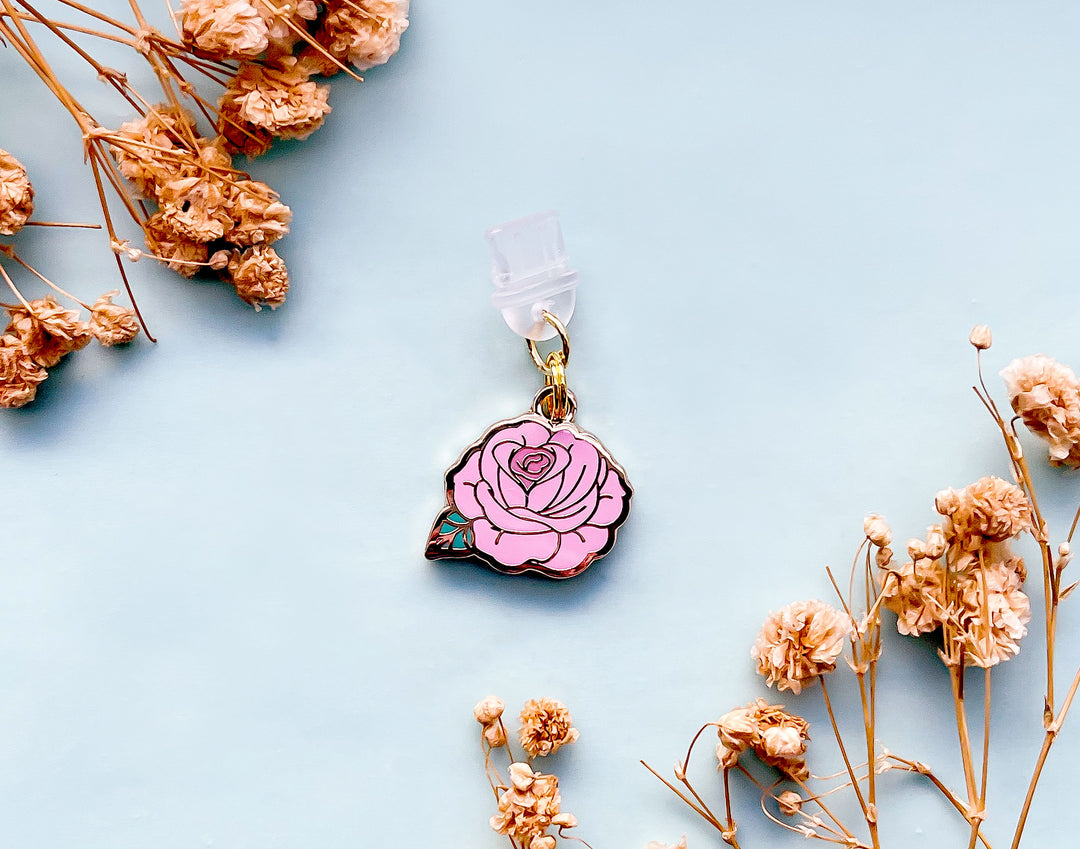 Pink Rose Dust Plug Charm