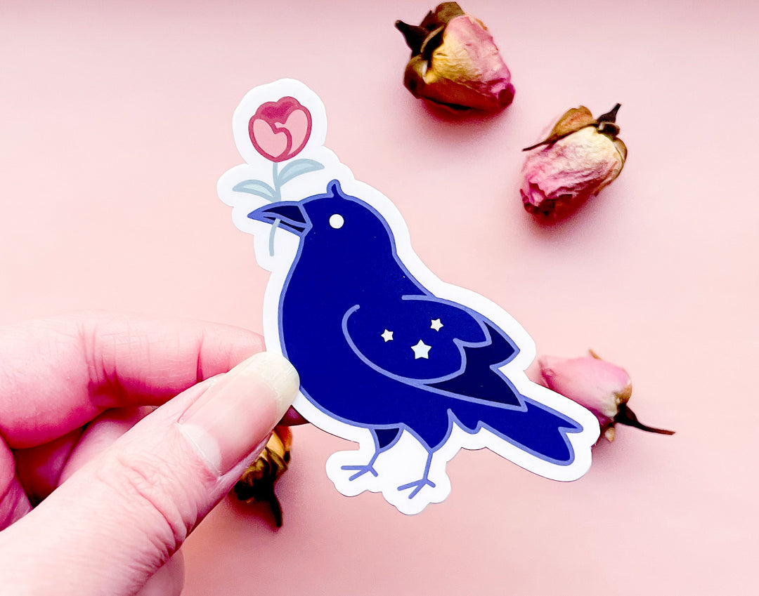 Rose Gifting Raven Opaque Vinyl Sticker