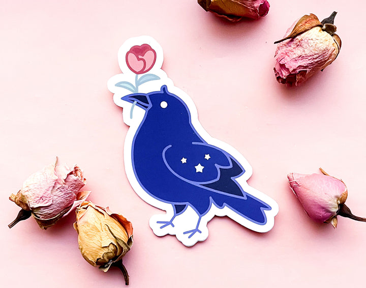Rose Gifting Raven Opaque Vinyl Sticker