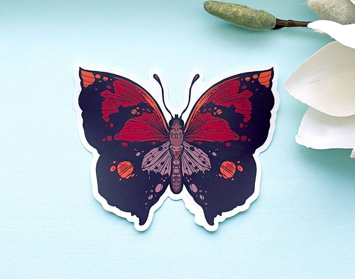Scarlet Leafwing Butterfly Clear Vinyl Sticker