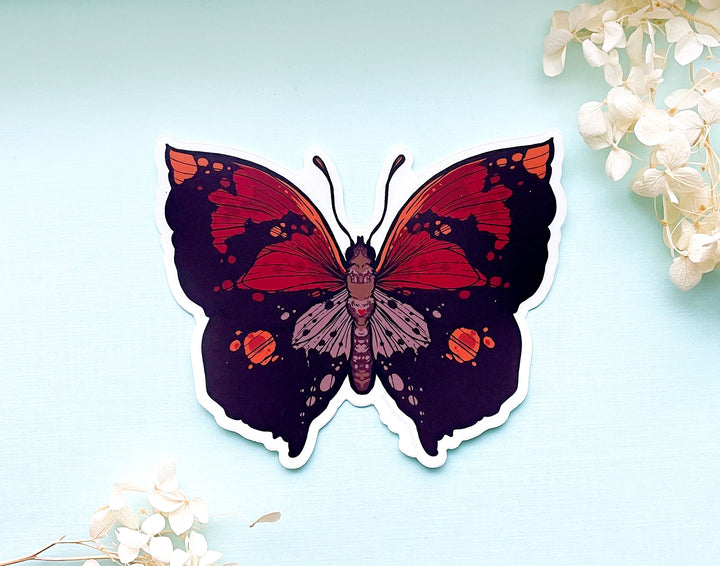 Scarlet Leafwing Butterfly Clear Vinyl Sticker