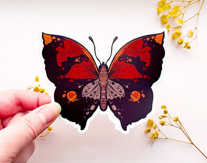 Scarlet Leafwing Butterfly Clear Vinyl Sticker