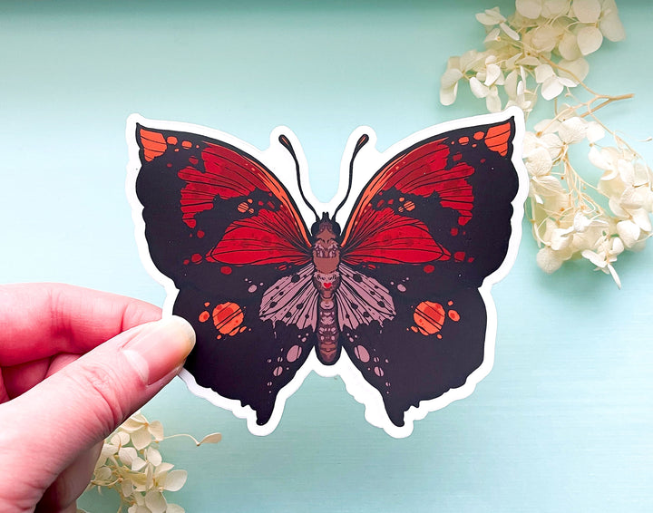 Scarlet Leafwing Butterfly Clear Vinyl Sticker