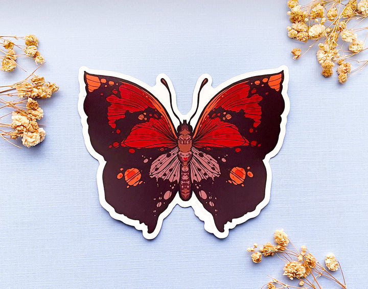 Scarlet Leafwing Butterfly Clear Vinyl Sticker