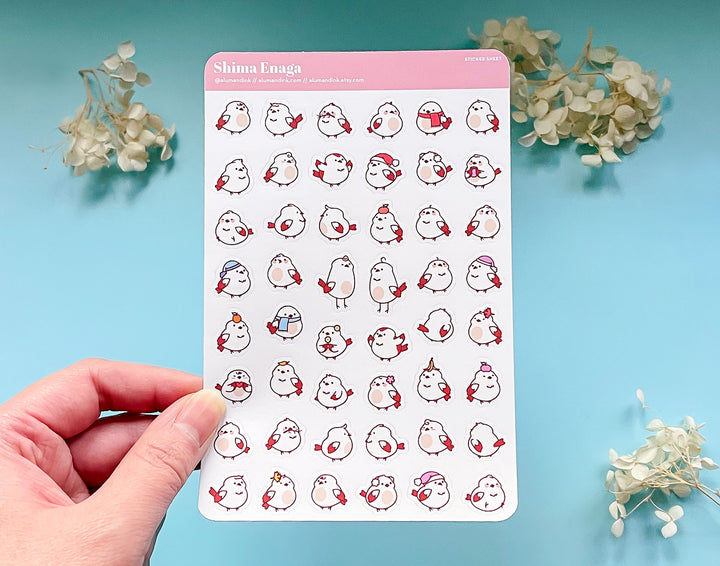 Shima Enaga (Long-Tailed Bushtit) Opaque Sticker Sheet